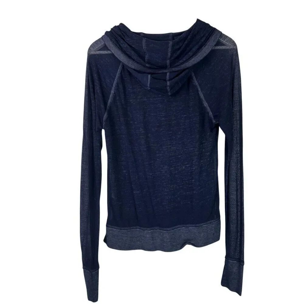 Athleta Women's XS Sugar Rush Blue Heathered Hoodie Sheer Top - Picture 2 of 8